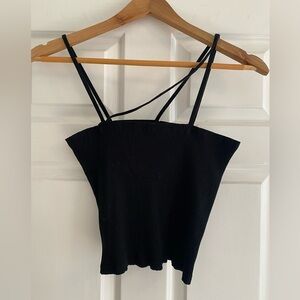 Zara Women’s Black Ribbed Multiple StrapTube Top Size L